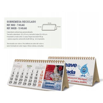 Calendario de sobremesa reciclado personalizado