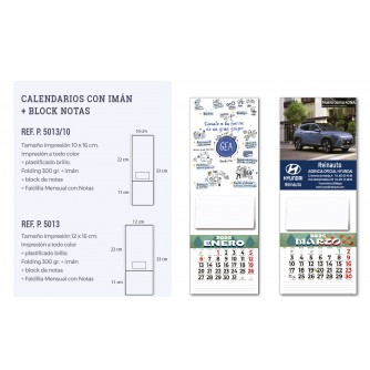 CALENDARIO CON IMAN PARA NEVERA + BLOCK DE NOTAS