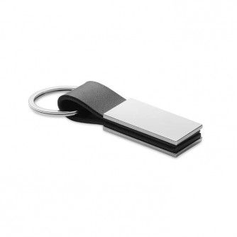 Llavero de PU con placa de metal personalizada