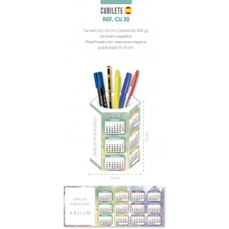CALENDARIO CUBILETE NEUTRO