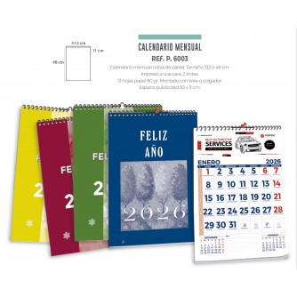CALENDARIO CON IMAN PARA NEVERA +  NOTAS