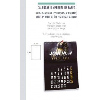 CALENDARIO MENSUAL DE PARED