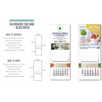CALENDARIO CON IMAN PARA NEVERA + BLOCK DE NOTAS