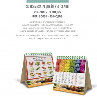 CALENDARIO SOBREMESA PEQUEÑO RECICLADO 7 HOJAS