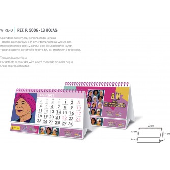 CALENDARIO SOBREMESA PERSONALZADO 13 HOJAS.