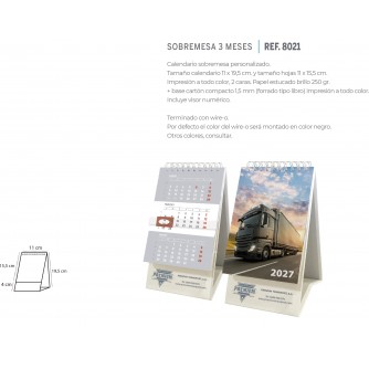 CALENDARIO SOBREMESA 3 MESES PERSONALIZADO