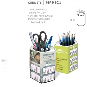 CALENDARIO SOBREMESA CUBILETE
