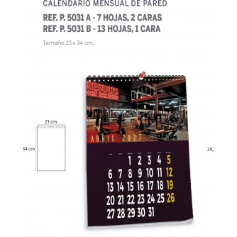 CALENDARIO MENSUAL DE PARED